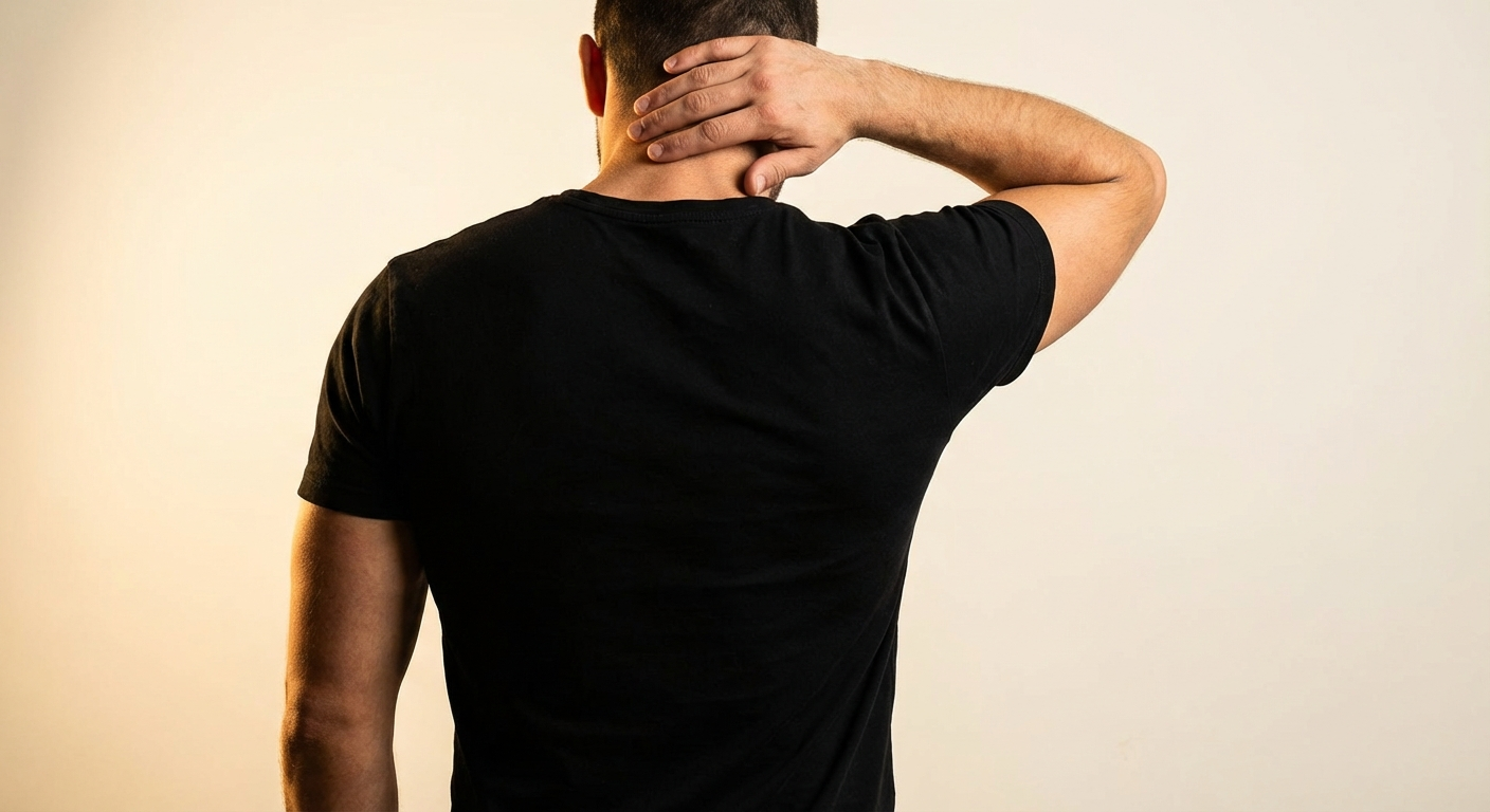 Man experiencing neck pain and tension