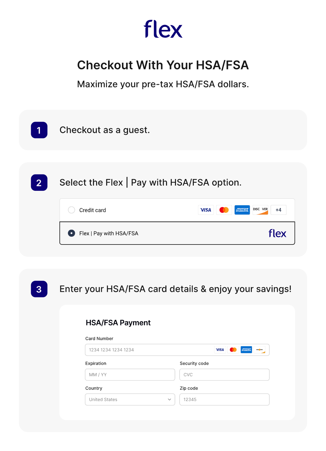 How to checkout with your HSA/FSA card using Flex — 3 simple steps